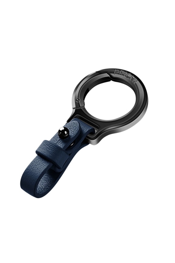 Car Key Fob Keychain Holder Genuine Leather Wristlet Loop Key Chain Circle Carabiner Clip for Men and Women with Anti-lost , Screwdriver 364 Degree Rotatable