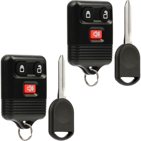 Car Key Fob Keyless Entry Remote fits Ford, Lincoln, Mercury, with Ignition Key (CWTWB1U331 GQ43VT11T CWTWB1U345 3-btn), Set of 2