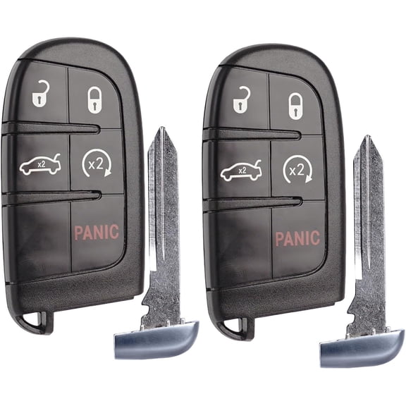 Car Key Fob Replacement Fits for Chrysler 300 Charger 2011-2018 Challenger Dart 2014-2016 Keyless Entry Remote Start Control Set of Two M3N-40821302 56046777AB 56046759 AF 5026676