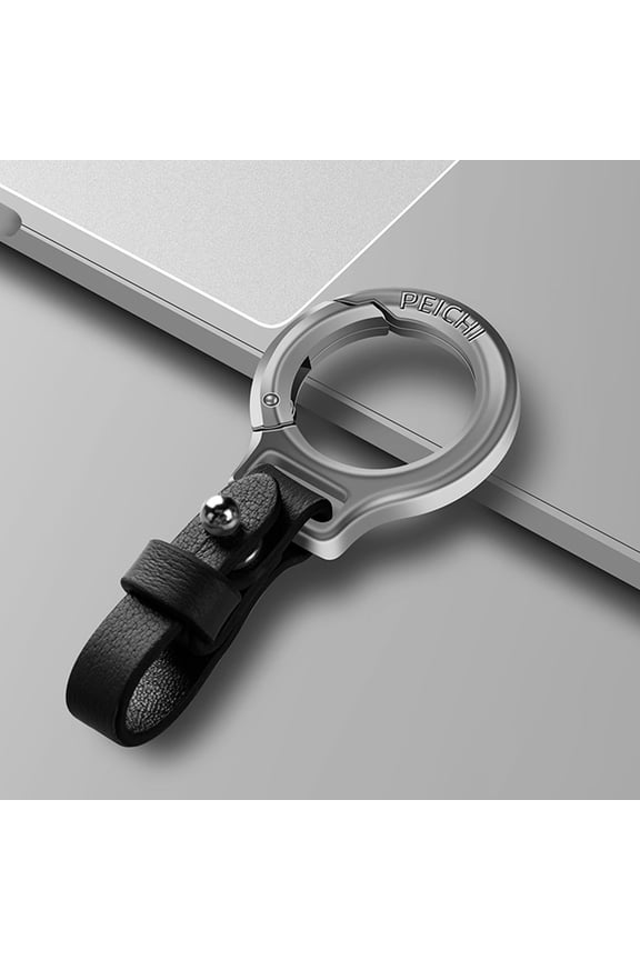 Car Keychain for Men - Alloy & Cowhide Leather Belt Loop Key Holder with Titanium Spring Hook, Waist Hanging Ring Key Fob Organizer, Lightweight EDC Clip