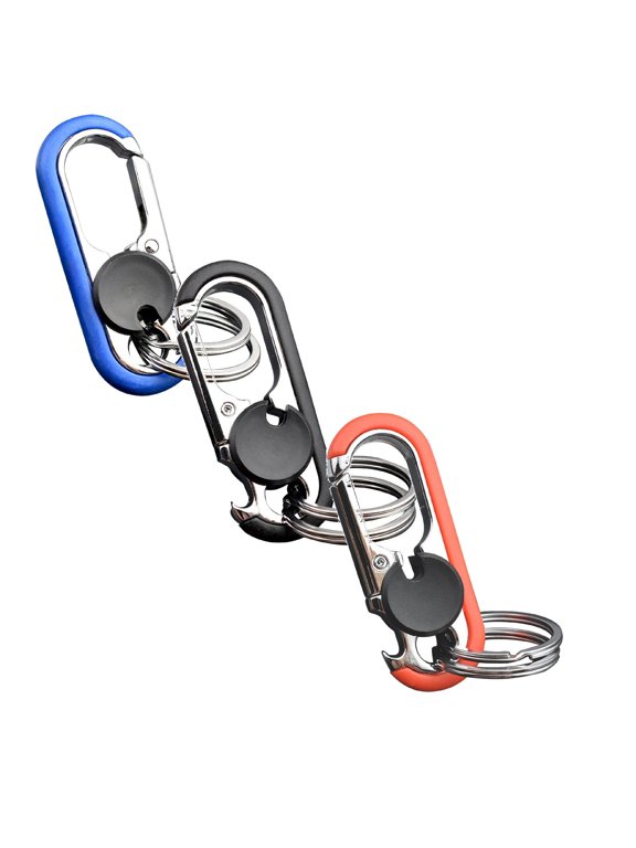Car Keychain With Detachable Key Ring And Quick Release Clip For Men Women Secure Key Organizer And Accessory (Blue*1+Black*1+Orange*1)
