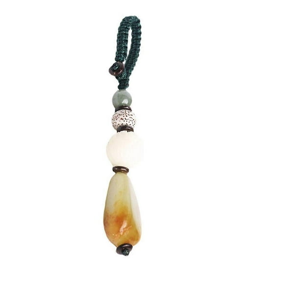 Car Keyring Oval Jade Pendant High-End Design Everyday Use 8x4x3cm 1Set