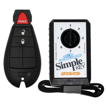 Car Keys Express - Chrysler, Dodge, and Jeep Simple Key, 3 Button Fobik Car Key Fob and programming device - Black