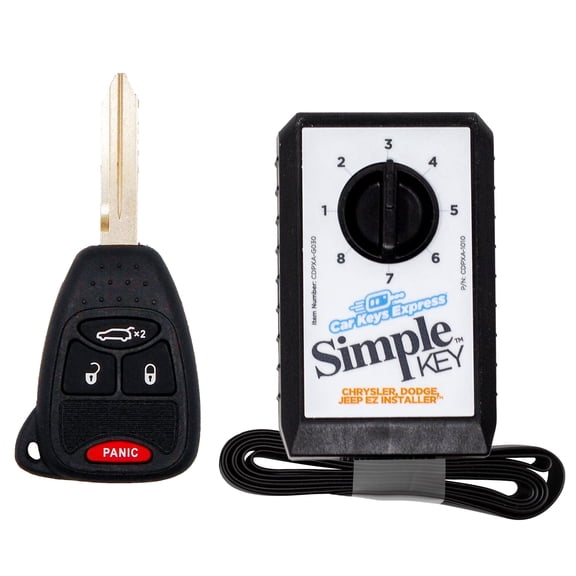 Car Keys Express Chrysler Dodge Jeep Simple Key, 4 Button Remote Combo with Trunk Release