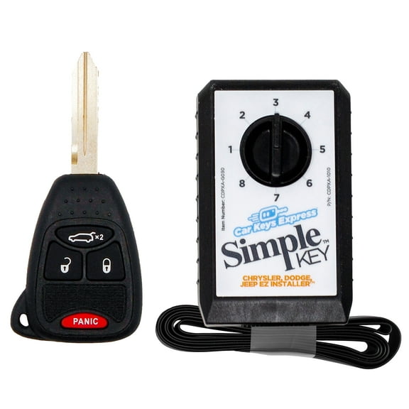 Car Keys Express Chrysler, Dodge, and Jeep Simple Key - 4 Button Remote and Key Combo with Trunk Car Key Fob