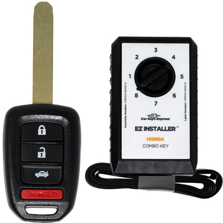 Car Keys Express - Honda Simple Key - 4 Button Remote and Key Combo with Trunk and programming device - Black