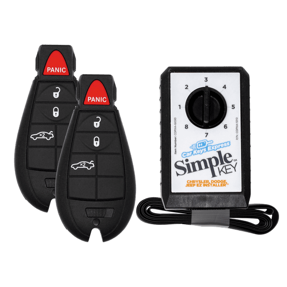 Car Keys Express Replacement Chrysler and Dodge Fobik Remotes - 4-Button (Lock, Unlock, Trunk, and Panic) - Includes Programming Tool