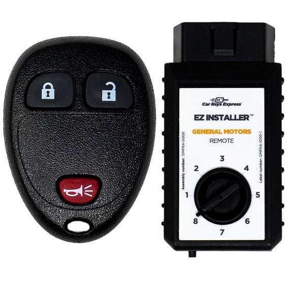 Car Keys Express Replacement GM Remote - 3 Buttons (Lock, Unlock, and Panic) Includes programming device