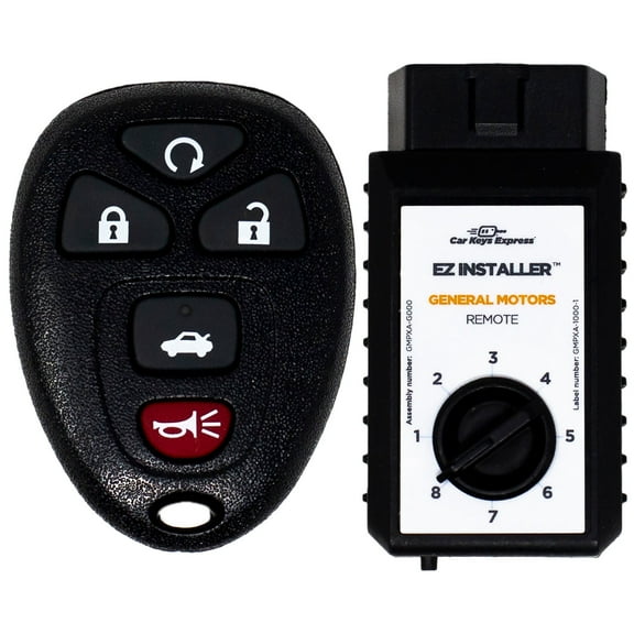 Car Keys Express Replacement GM Remote - 5 Buttons (Lock, Unlock, Panic, Trunk, and Remote Start) Programming Device and Two other Button Pads Configurations are included