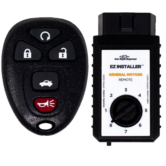 Car Keys Express GM 5-Button Replacement Remote with Remote Start, Programming Device Included, Includes 2 Additional Button Pads