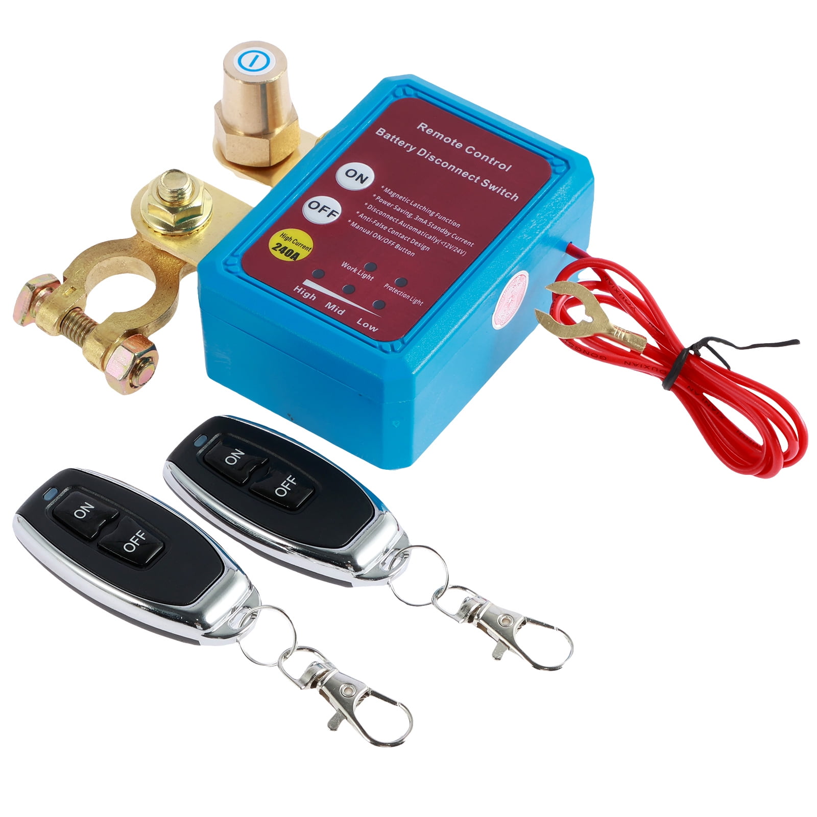 OKYMOTOR Car Kill Switch 12V 240A Remote Battery Disconnect Switch Automatic Car Battery Shut Off Switch Anti Theft Car Battery Cut Off Switch Battery Isolator Switch for Car RV ATV Boat Truck
