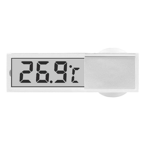 Car LCD Digital Display Thermometer Temperature Suction Cup Electric Clock> H5B3