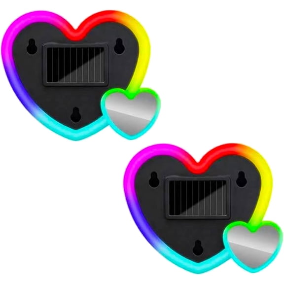 Car LED Ambient Light, Heart-Shaped Solar Powered Interior Atmosphere Lamp 6 Modes Wireless Aesthetic Mood Lighting Romantic Car Decor & Outdoor Night Light Gift for Women Couples (Multi-Color 2Pcs)
