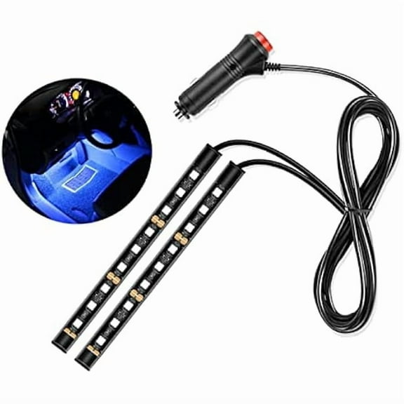 Car LED Atmosphere Lights, Auto Interior Decorative Lamp with Cigarette Adapter Plug, Under Dash Ambient Night Light 12V Car Charger, Vehicle Accessories for Truck, SUV, Sedan (Blue)