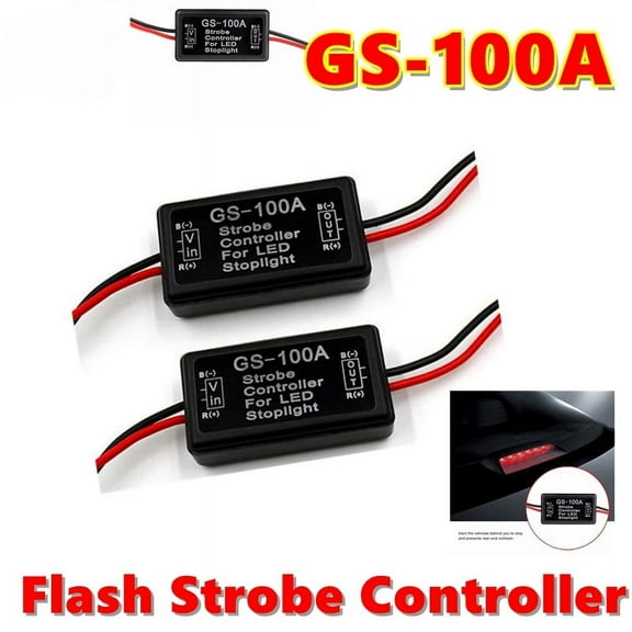 Car LED Brake Stop Light Lamp 12-24V Short Circuit Protection GS-100A Flash Strobe Controller Flasher Module
