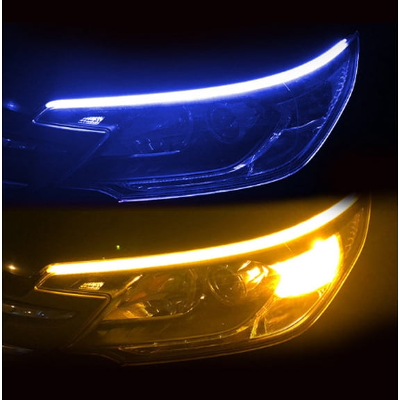 Car LED Daytime Running Light Strip - 2 Pack DRL Tube Guide Bar Sequential Turn Signal Decorative Lamp for Car Truck Motorcycle - Flexible SMD 2835 Chips Scanner Streamer