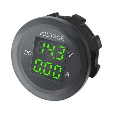 Car LED Digital Voltmeter DC 12V/24V LED Dual Voltmeter Ammeter Voltage Gauge for Car Boat Universal Waterproof Green