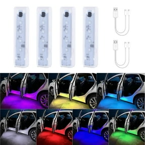 Car LED Door Lights Projector 7 Color Wireless Door Warning Lights USB Welcome Door Sill Courtesy Projection Magnetic Auto Sensing Ambient Lighting Puddle Lights 4Pcs