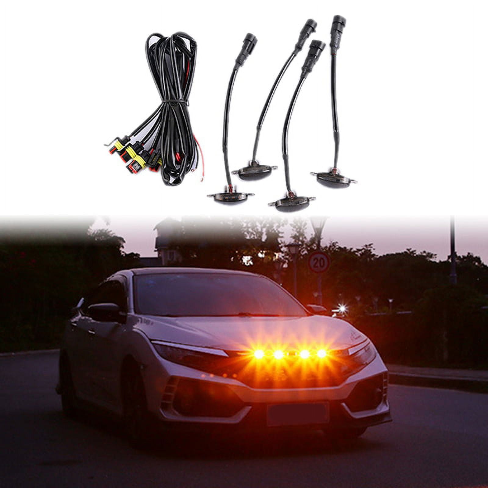 Car LED Front Grille Smoked Daytime Running Lights Lamp for Universal