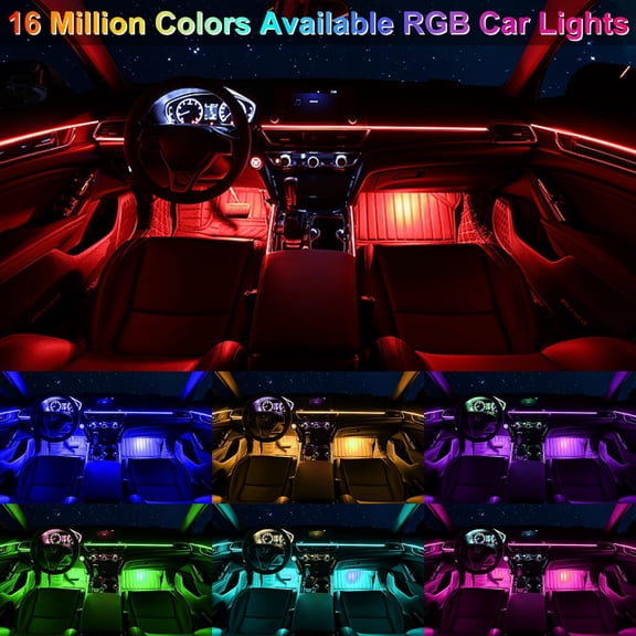 Car LED Interior Strip Lights 6 in 1 APP and Remote Control, RGB 16 Million Colors Ambient Lighting Kit with 315 inches Fiber Optic,Car Decoration for Dash Door Roof