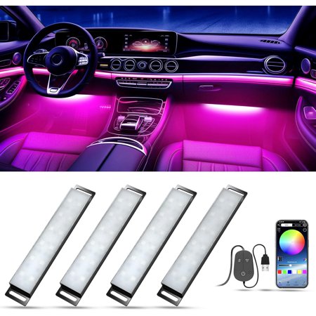 Car LED Ligts Interior, RGB Interior Car Ligts wit App Control and Music Sync, USB Under Das LED Ligts for Jeeps Trucks SUVs, DC 5V