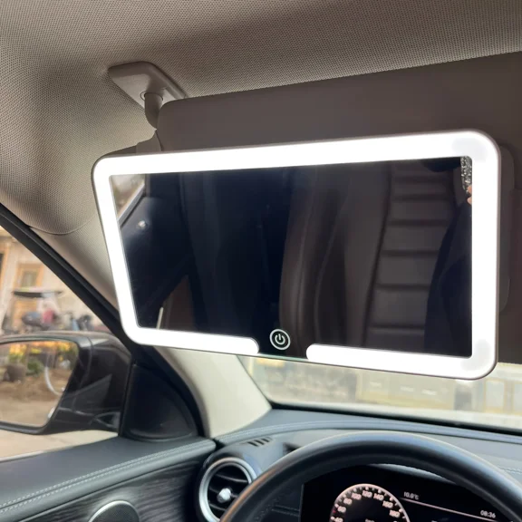 Car LED Makeup Mirror Sun Visor, 2026 Upgrade Portable High-Definition Clear-View Car Mirror, Rechargeable Travel Makeup Mirror for Car SUV Truck, 3 Color Modes
