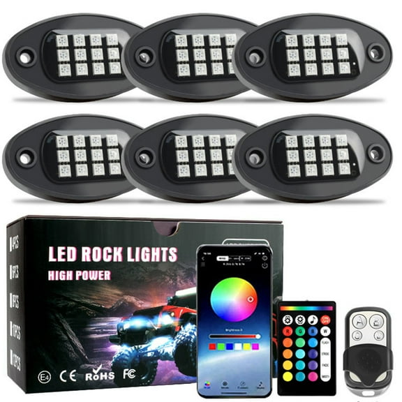 Car LED Rock Lights 6 Pods Underglow Light with App Control Waterproof Car Neon Lights Kit for Car Truck UTV SUV Offroad Boat