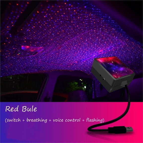 Car LED Roof Star Night Light USB Projector Romantic Light Voice Control Rotatable Car Interior Light For Bedroom Party
