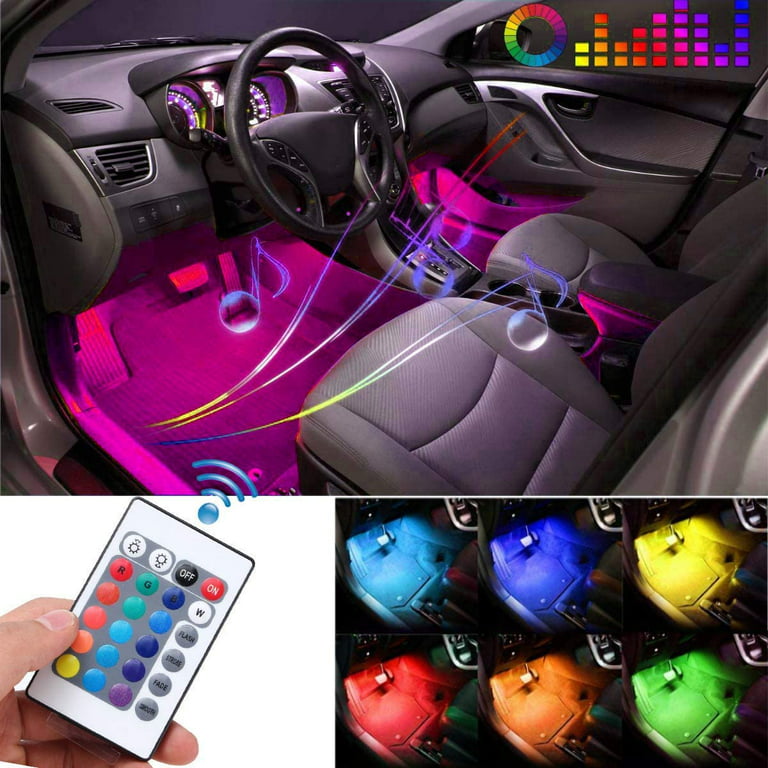 Car LED Strip Light 36 LED Multicolor Interior Light for Auto Decorative  Atmosphere Under Floor Neon Lamp with Remote Control, Car Charger DC 12V