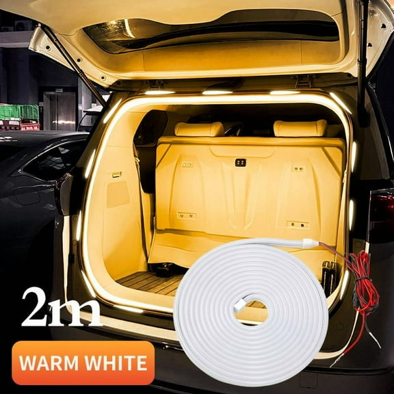 Car LED Strip Lights, 4M Waterproof Atmosphere Light, Flexible Trunk LED Light Strip, Easy Install, Silicone Embedded Lights for Auto Trunks SUVs
