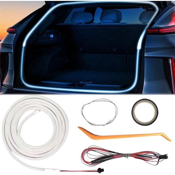 Car LED Strip Lights,Trunk Cargo Ambient Lighting,Full/Half Circle Flexible LED Light Strip,Automatic Sensor Tail Box Light Strip,Easy Install,Waterproof,Universal Fit (Blue, Full Circle 4 m/157 in)
