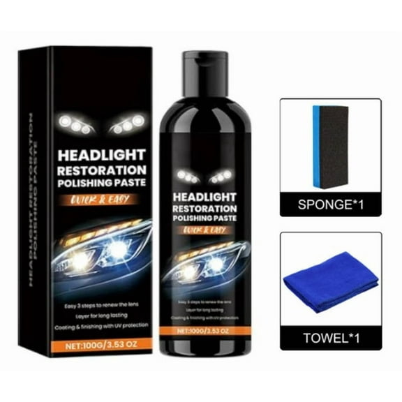 Car Lamp Care, Headlight Brightening Paste, Cleaning and Polishing Kit, Effective Refurbishment Solution for Oxidation and Aging Protection, Compact Packaging for Easy Use in Car