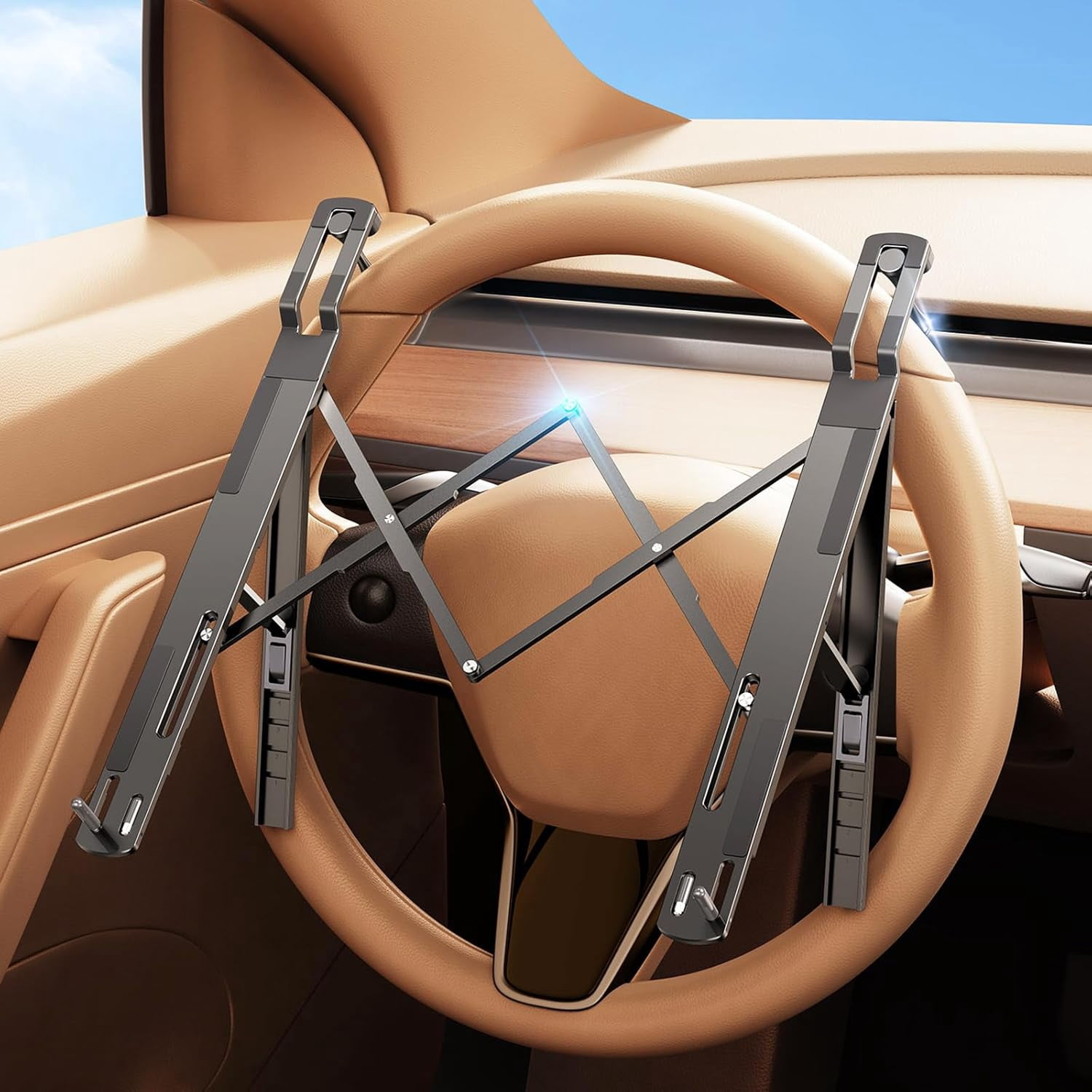Sedan Computer Mount Car Laptop Mount Steering Wheel Tray Holder, Height Adjustable Car Desk ...