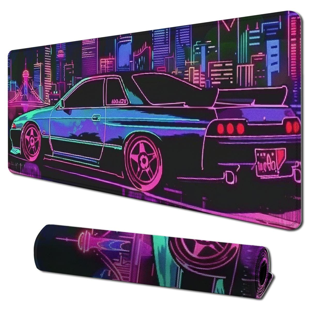 Car Large Mouse Pad Gaming Mousepad Tokyo Drifting Neon Black Sport Car ...
