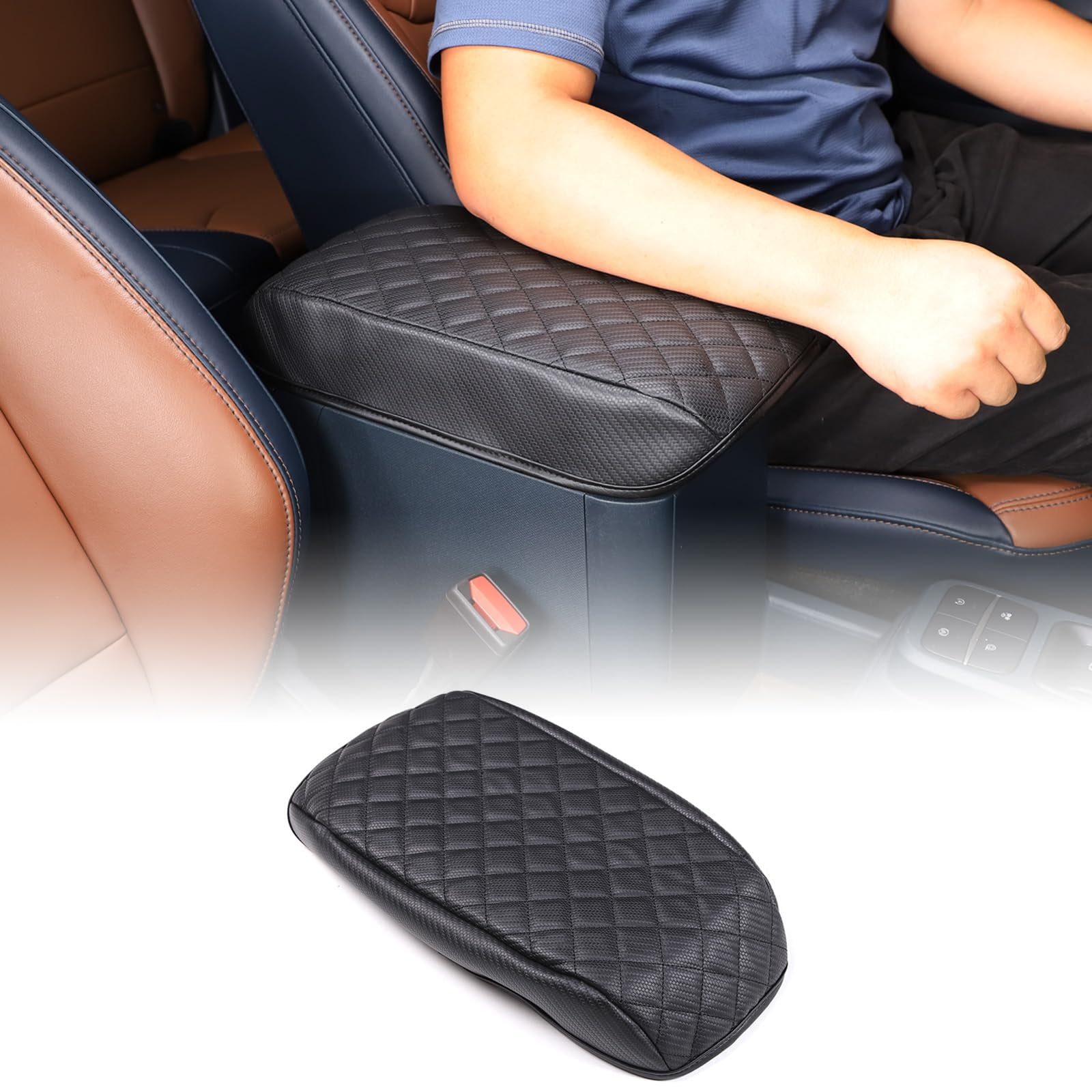 Car Leather Center Console Protector Cover Compatible with Ford