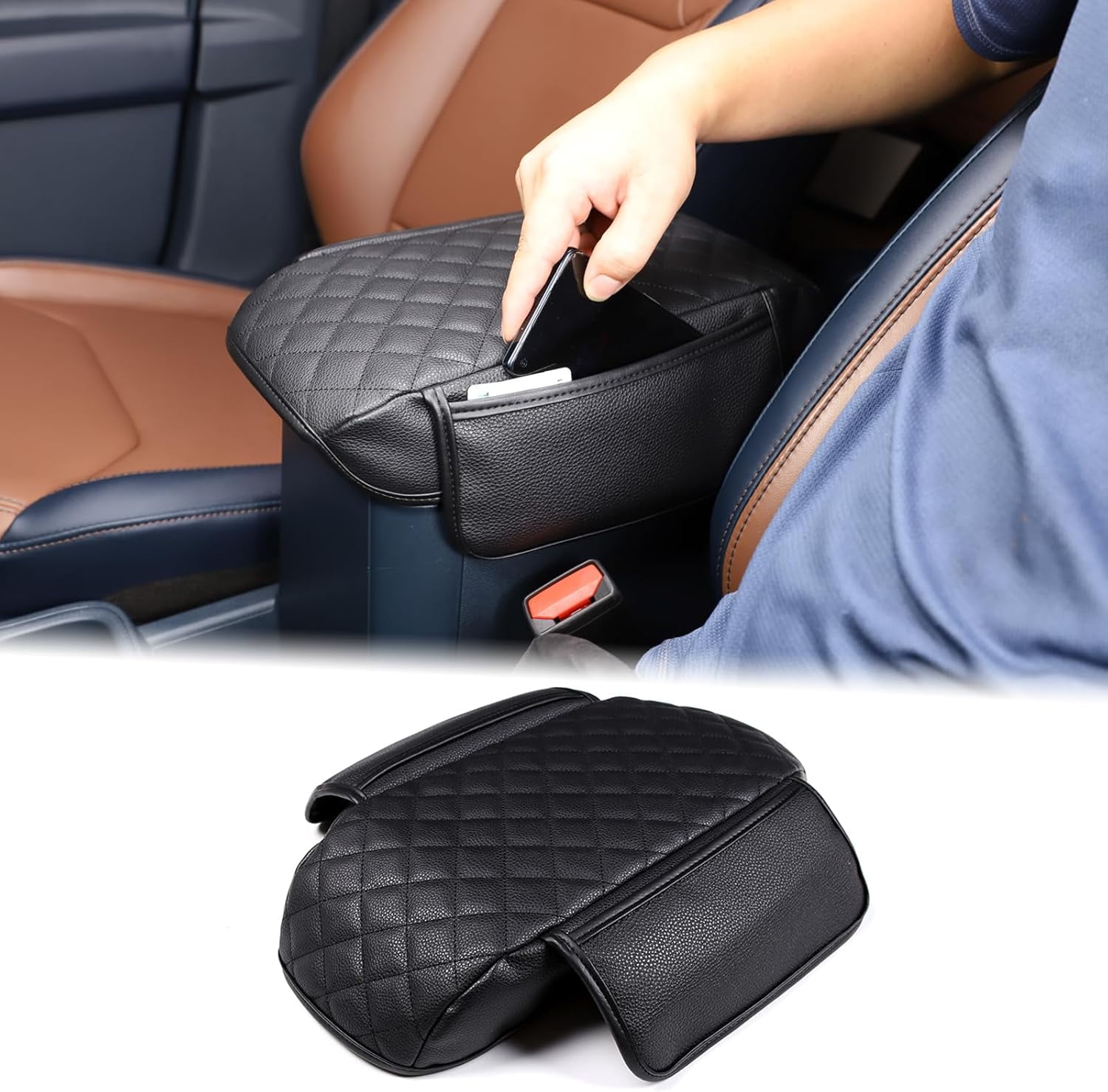 Car Leather Center Console Protector Cover Compatible with Ford ...
