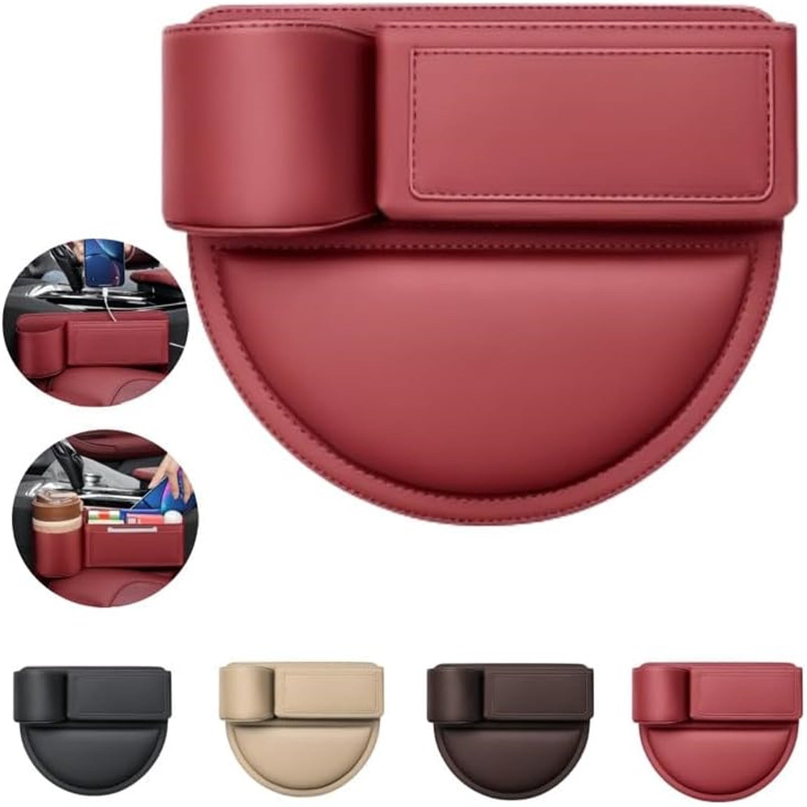 Car Leather Cup Holder Bag 2024 New Seat Storage Box Adjustable Car