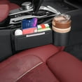 thumbnail image 1 of Car Leather Cup Holder Gap Bag, Adjustable Car Seat Gap Filler Seat Gap Storage Box - Leather Car Seat Gap Storage Box with Water Cup Holder, Gap Filler Organizer with Cup Holder for Phones Glasses, 1 of 9
