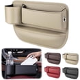 thumbnail image 1 of Car Leather Cup Holder Gap Bag, Premium Leather Console Storage Box, Anti-Drop Car Seat Gap Filler Organizer for Phones Glasses Keys Cards (Driver Side, Beige), 1 of 6