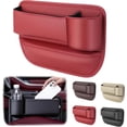 thumbnail image 1 of Car Leather Cup Holder Gap Bag, Premium Leather Console Storage Box, Anti-Drop Car Seat Gap Filler Organizer for Phones Glasses Keys Cards (Passenger Side, Red), 1 of 6