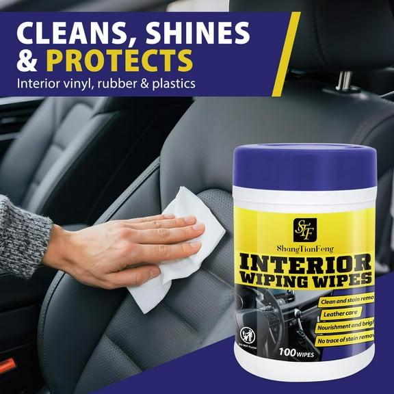 Car Leather Dashboard Cleaning Wipes(200 Count) ,  Instant Dust/Grime/Fingerprint Remover | Restore Shine & Protect Vinyl/Leather/Plastic Surfaces, No Rinse Ready-to-Use