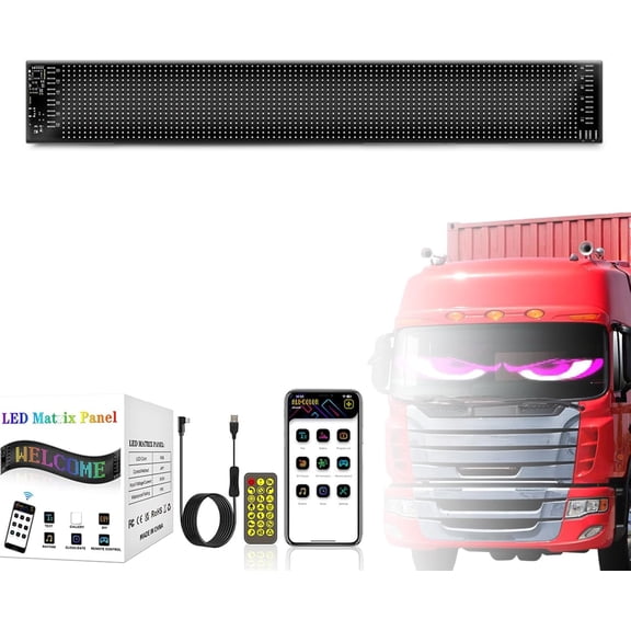 Car Led Display with Smart Remote Control, Effortless Setup and Waterproof, for Daily Driving, Night Cruising, Road Trips(About 12*59CM)