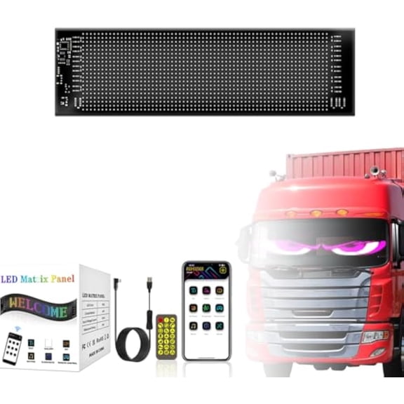 Car Led Display with Smart Remote Control, Effortless Setup and Waterproof, for Daily Driving, Night Cruising, Road Trips(About 7*17.3CM)