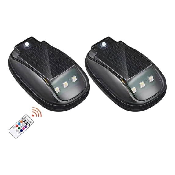 Car Led Roof Light, Solar-Powered Rgb Strobe Light With Remote Control 2Pc Multi-Color Auto Exterior Accent Light For Car Truck Suv Van