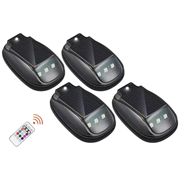 Car Led Roof Solar Rgb Strobe Light Kit, 4-Piece Exterior Automotive Decor Lights With Remote Control, Multicolor Flash Lights For Car Trucks Vans Suvs Off-Road Vehicles Vehicle