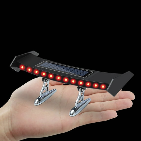 Car Led Tail Brake Light Solar Powered Spoiler Mini Rear Wing Taillight Vibration Sensor Led Turn Signal Warning Lamp Car Accessories
