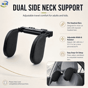 Adjustable Car Headrest Pillow with Dual Side Neck Support, Travel Comfort Pillow for Adults and Kids, Fits Headrest Bars, Black, 1 Count