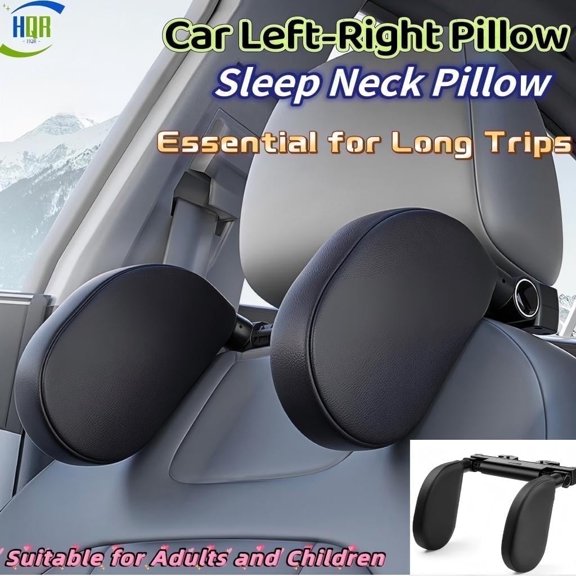 Adjustable Car Headrest Pillow,Dual Side Support for Neck,Universal Fit,for Kids,Adults,Travel Comfort Essential,Black