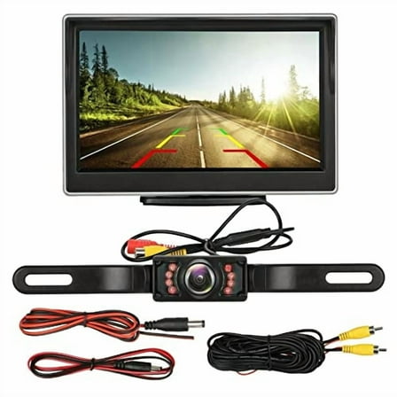 Car License Backup Camera Rear View Parking System Night Vision 5 Inch Car Monitor TFT LCD Screen Digital Rear View Camera