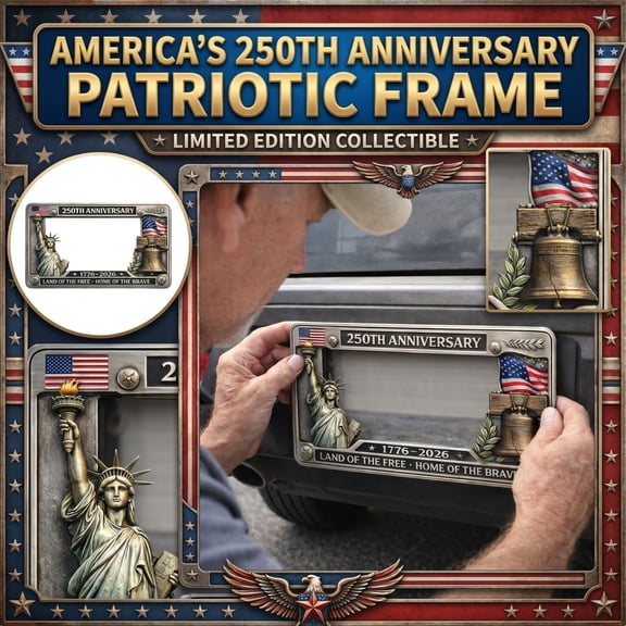 Car License Plate Frame, Rustic Metal Statue of Liberty Car Plate Frame, Bronze Finish Weather Resistant License Plate Frame Black Accent Trim, Patriotic Gift Liberty Decor, 12X6
